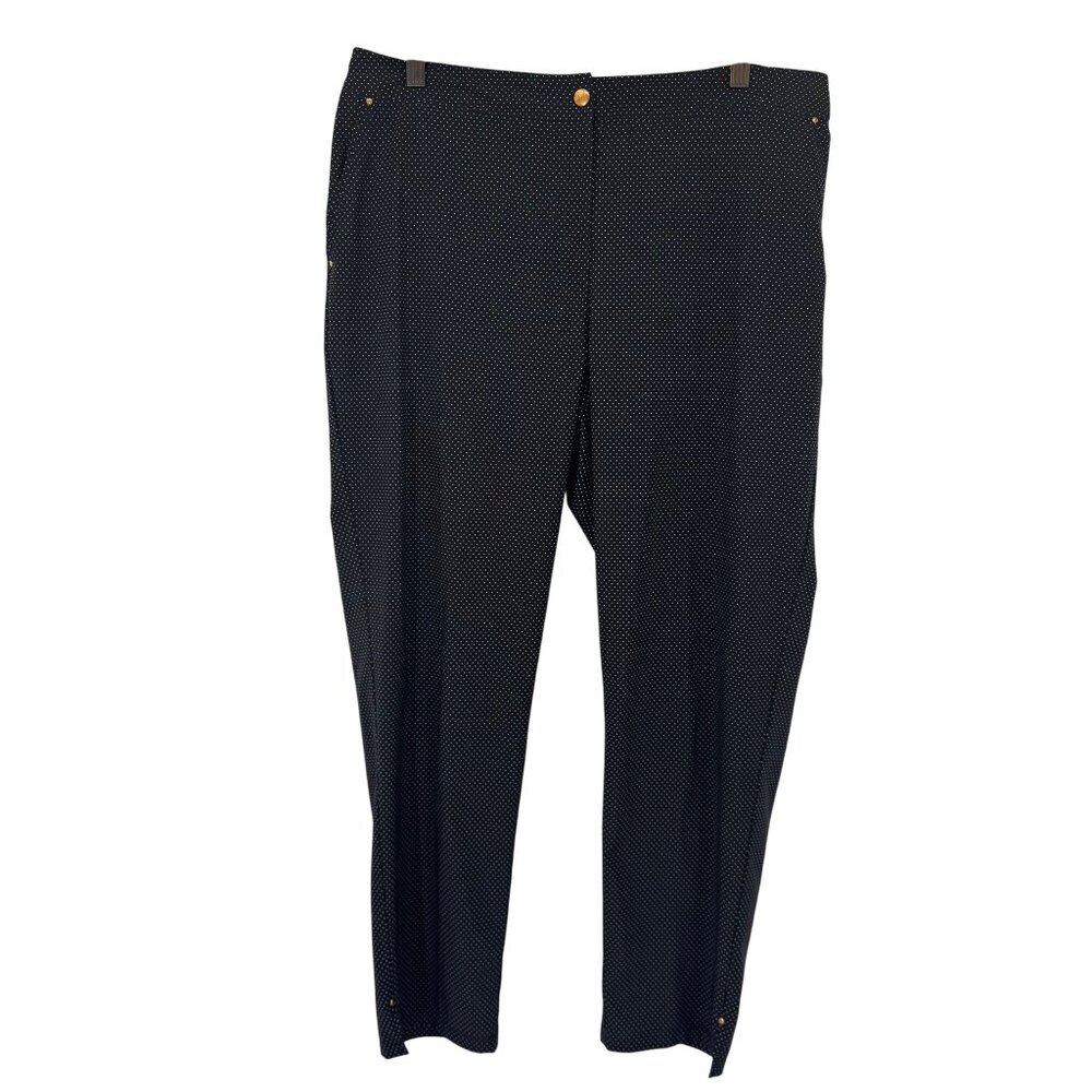 CHICOS 2 zenergy Womens Size large black Polka Dot Stretch Pull-On Ankle Pants